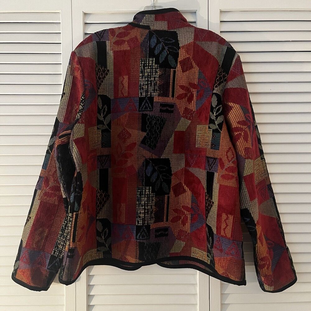 Coldwater Creek Vintage Brocade Jacquard abstract print jacket size XL, retro - Picture 5 of 8
